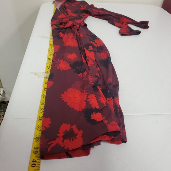 Anne Klein Womens Artsy Abstract Dark Floral Stretch Wrap Dress Size 10 Career - Picture 10 of 12